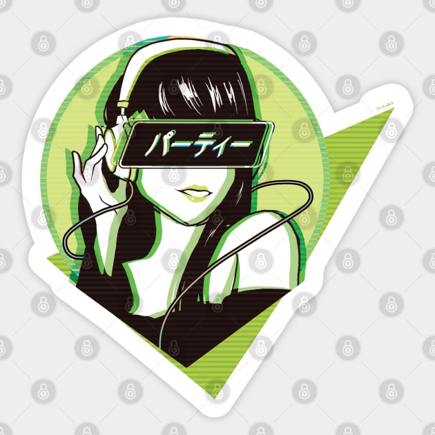 Party! - Sad Japanese Aesthetic - Green Ver Sticker by DriXxArt